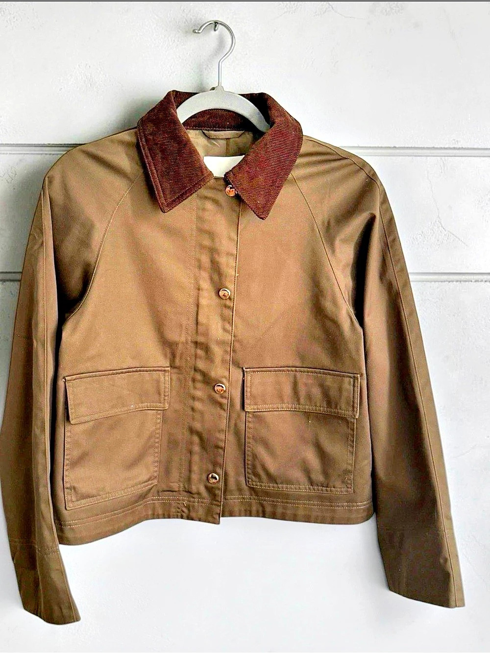H&M Corduroy-Collar Jacket Brown Utility Jacket XS